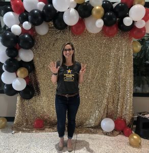 photo of a librarian at a school event