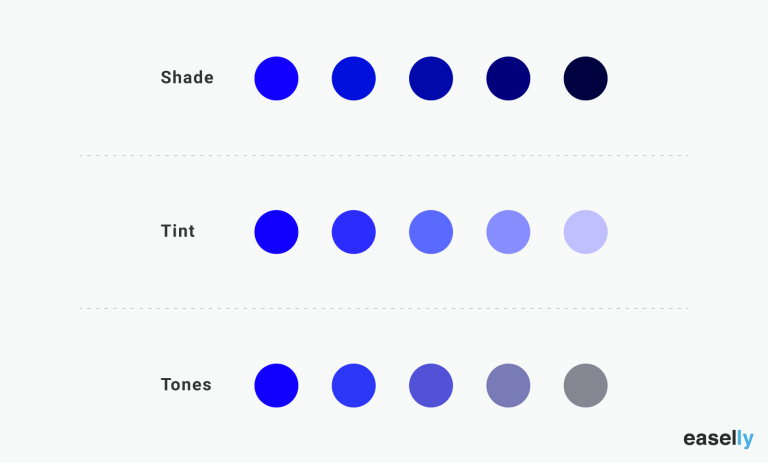 shade, tint, and tones of the color blue